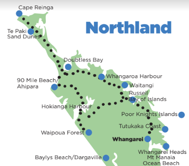 Daily Tour Map in Northland, NZ